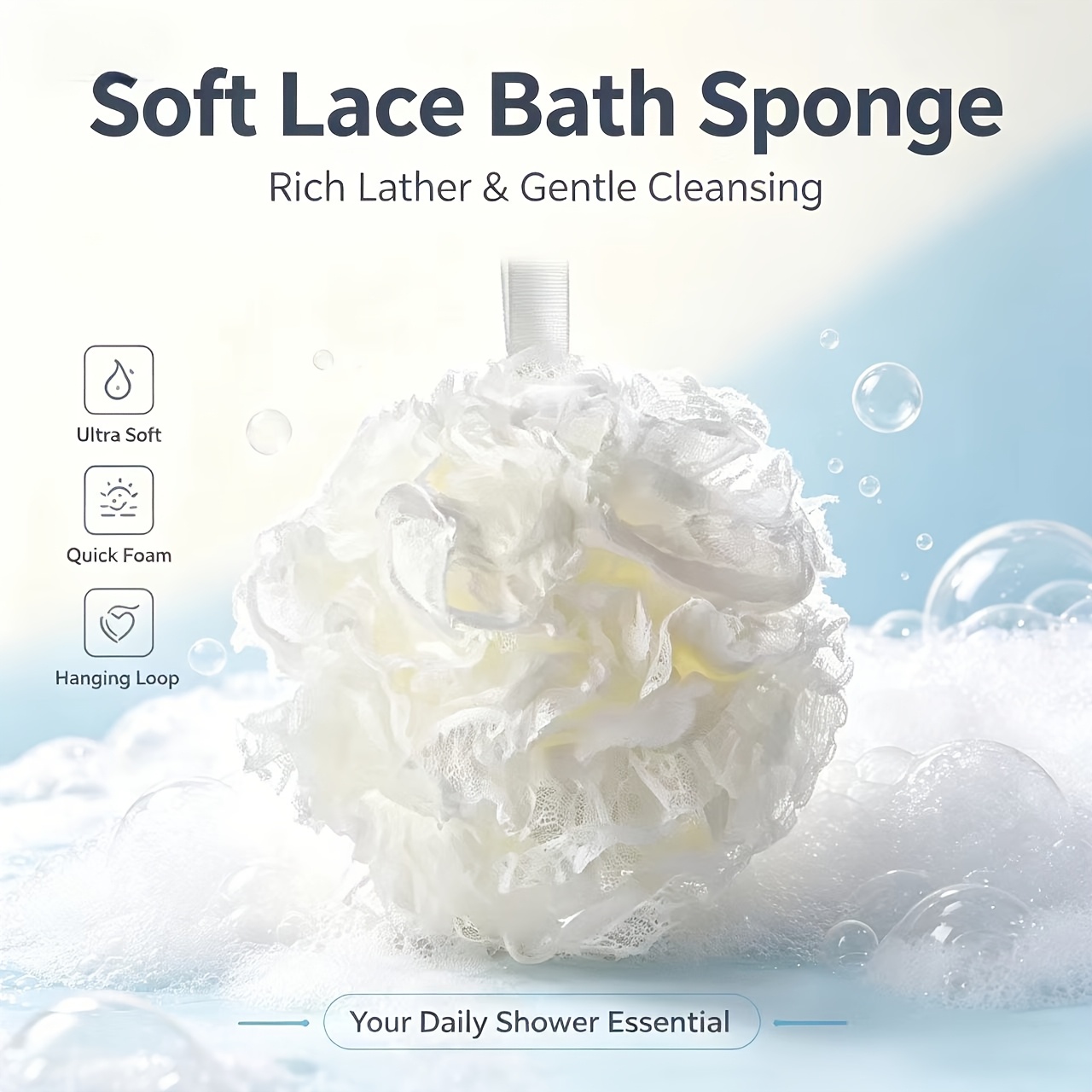 2-Pack Lace Trim Shower Loofah Bath Sponge Set